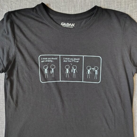 Harwigs T-Shirt Womens Size Medium Black White Funny Graphic Crewneck - Picture 11 of 11